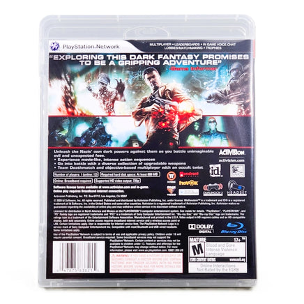 Wolfenstein PlayStation 3 Very Good CIB - Authentic Retail Back Panel With Description Text