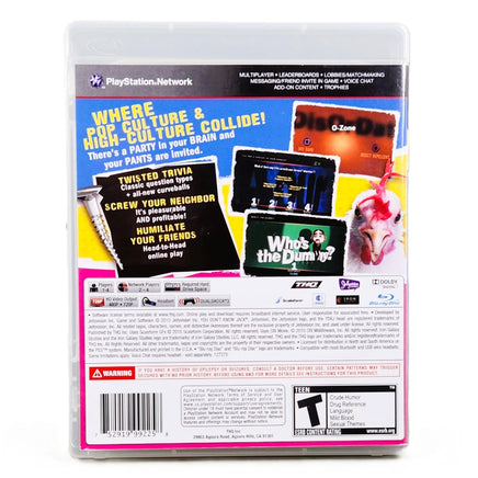 You Don't Know Jack PlayStation 3 Very Good CIB - Official Back Cover From Original Release