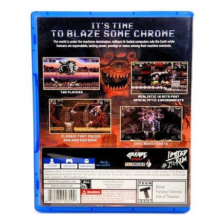 Blazing Chrome Limited Run 296 PlayStation 4 Good CIB - Back Of Official Case With Details