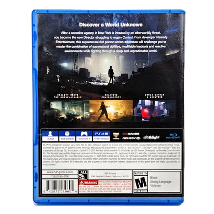 Control PlayStation 4 Good CIB - Authentic Back Artwork And Barcode Area