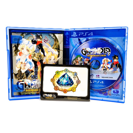 Grandia HD Collection Limited Run 544 PlayStation 4 Like New CIB - Interior View Of Disc & Manual with Trading Cards Shown