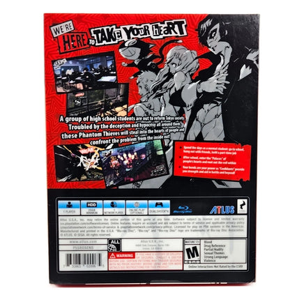 Persona 5 Steelbook Edition PlayStation 4 Good CIB - Authentic Retail Case Back Artwork