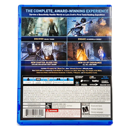 Rise Of The Tomb Raider 20 Year Celebration PlayStation 4 Good CIB - Back Cover Of Game Case