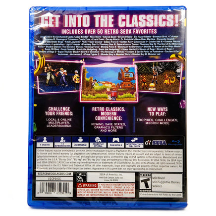 Sega Genesis Classics Playstation 4 Brand New - Back Cover Of Sealed Game Case
