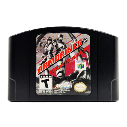 Armorines Project Swarm Nintendo 64 Like New Loose - Front view of official game cartridge showing label artwork