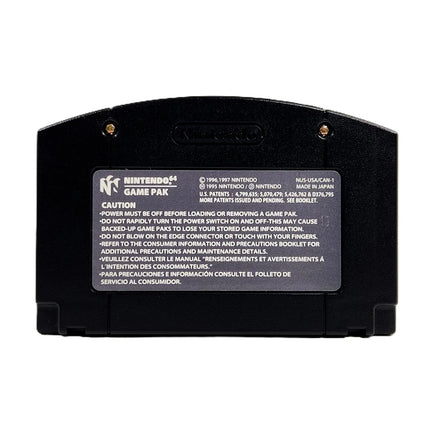 Armorines Project Swarm Nintendo 64 Like New Loose - Rear view of authentic N64 game cart with back label and 3.8 mm security screws visible