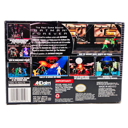 Batman Forever Super Nintendo Very Good - Back Of Game Box