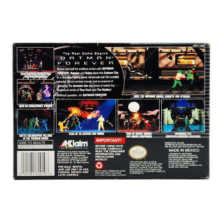Batman Forever Super Nintendo Very Good - Back Of Genuine Retail Game Box
