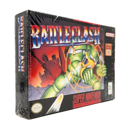 Battle Clash Super Nintendo Brand New - Alternate angled view of genuine retail release game box