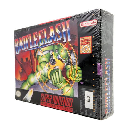 Battle Clash Super Nintendo Brand New - Alternate angled view of authentic retail release game box