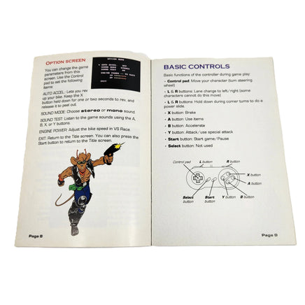 Biker Mice From Mars Super Nintendo Very Good Loose - Game instruction manual open showing graphics and text
