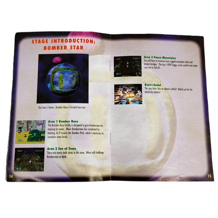 Bomberman Hero Nintendo 64 Very Good - Video Game Manual Shown Open Detailing Staples intact