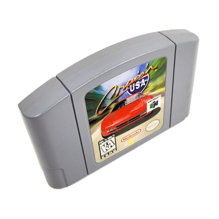Cruisn Usa Players Choice Nintendo 64 Very Good - Angled front and top view of genuine game cart showing label art with car and logo