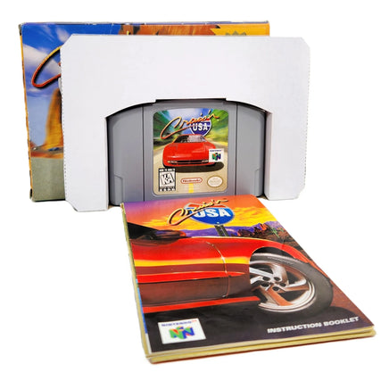 Cruisn Usa Players Choice Nintendo 64 Very Good - Full contents of retail release showing inner cardboard tray, game cartridge, and instruction manual