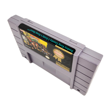Donkey Kong Country 2 Players Choice Super Nintendo Very Good - View of top spine of cart showing game title