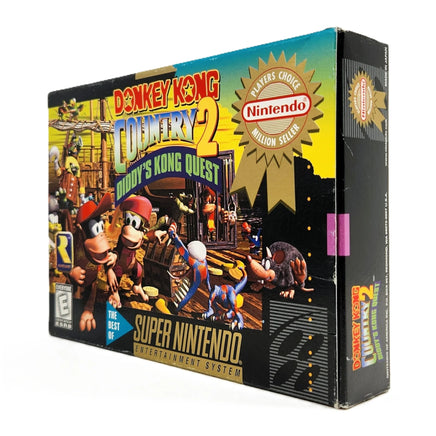 Donkey Kong Country 2 Players Choice Super Nintendo Very Good - Alternate side view of front of genuine game box retail release