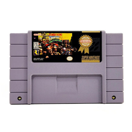 Donkey Kong Country 2 Players Choice Super Nintendo Very Good - Front view of authentic game cartridge showing game label art