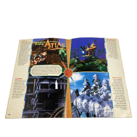 Donkey Kong Country Super Nintendo Very Good - View of official game instruction manual showing graphics and text