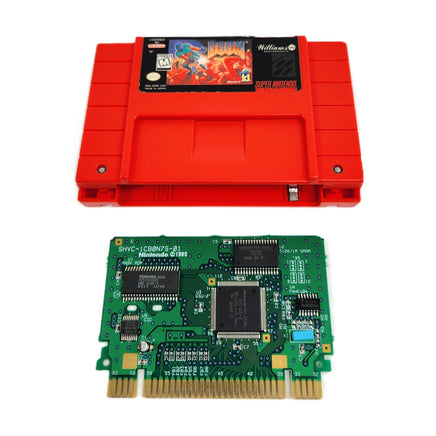 Doom Super Nintendo Good Loose - Authentic cartridge circuit board shown