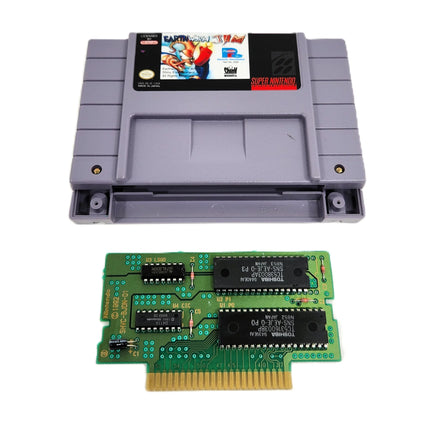 Earthworm Jim Super Nintendo Very Good Loose - View of open cart displaying authentic circuit board