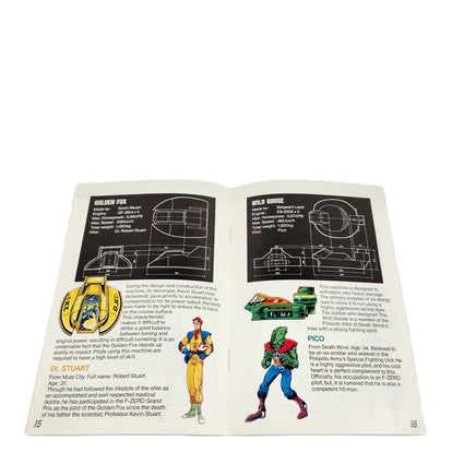 F-Zero Players Choice Super Nintendo Very Good - Open view of instruction manual showing staple binding