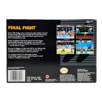 Final Fight Super Nintendo Very Good CIB- Authentic Retail Box back Artwork
