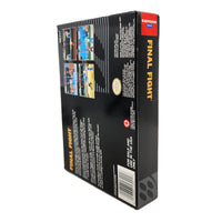 Final Fight Super Nintendo Very Good CIB- Genuine Retail Box Back Artwork Shown at an Angle with spine visible