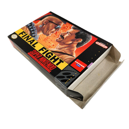 Final Fight Super Nintendo Very Good CIB- Genuine Retail Box shown with flaps open displaying inner contents