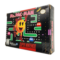 Ms. Pacman Super Nintendo Good CIB - Front right angled view of retail game box
