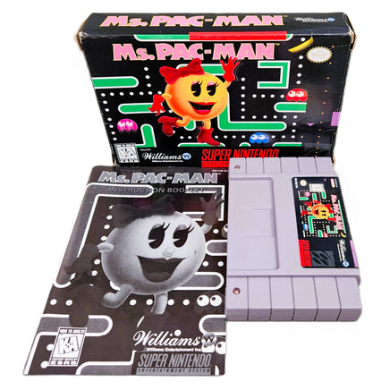Ms. Pacman Super Nintendo Good CIB - Retail Box with Manual and Cartridge Shown