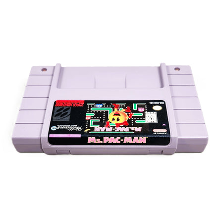 Ms. Pacman Super Nintendo Good CIB - Cartridge Top Label View