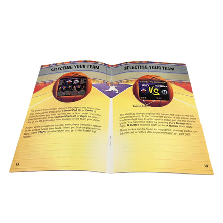 NBA Hang Time Super Nintendo Very Good CIB - Instruction manual open showing staple binding