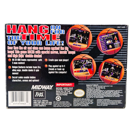 NBA Hang Time Super Nintendo Very Good CIB - Back Of Authentic Game Box