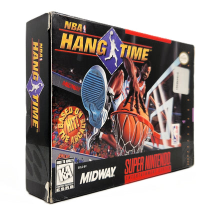 NBA Hang Time Super Nintendo Very Good CIB - Left side and front view of official retail game box