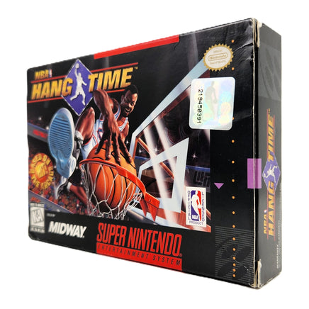 NBA Hang Time Super Nintendo Very Good CIB - Right side and front view of official retail game box