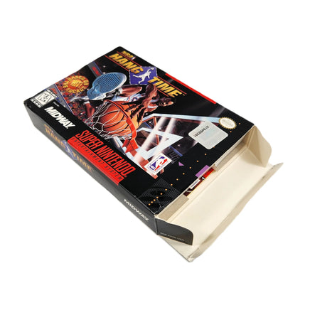 NBA Hang Time Super Nintendo Very Good CIB - Retail game box shown open flaps displaying inside contents