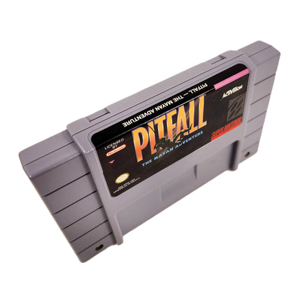 Jurassic Park Super Nintendo Very Good SNES Game CIB - Angled top view of authentic game cartridge label showing top spine with game title
