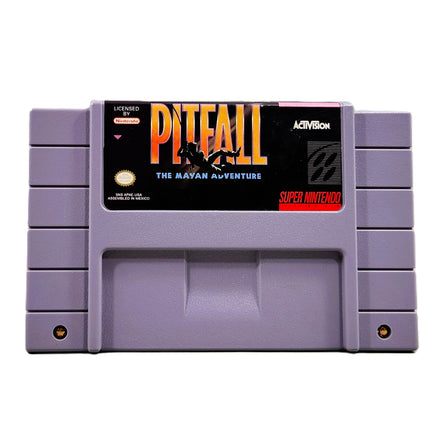 Pitfall The Mayan Adventure Super Nintendo Very Good CIB - Front Label Of Authentic Cartridge
