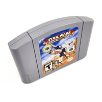 Star Wars Rogue Squadron Players Choice Nintendo 64 Very Good - Angled top and front view of authentic game cartridge showing label artwork