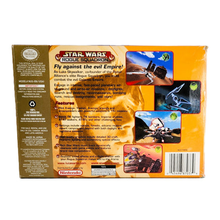 Star Wars Rogue Squadron Players Choice Nintendo 64 Very Good - Authentic Game Box Back Cover