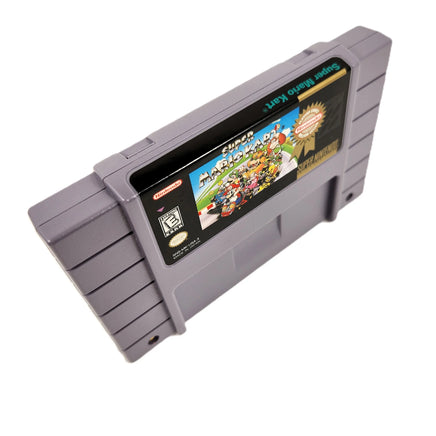Super Mario Kart Players Choice Super Nintendo Very Good CIB - Top spine view of game cart label