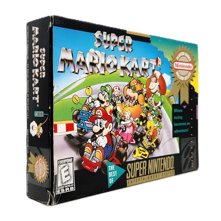 Super Mario Kart Players Choice Super Nintendo Very Good CIB - Angled view of front of genuine retail game box