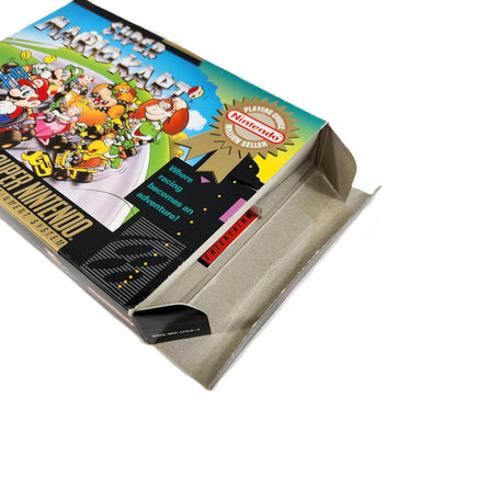 Super Mario Kart Players Choice Super Nintendo Very Good CIB - Open flap of game box showing inside contents