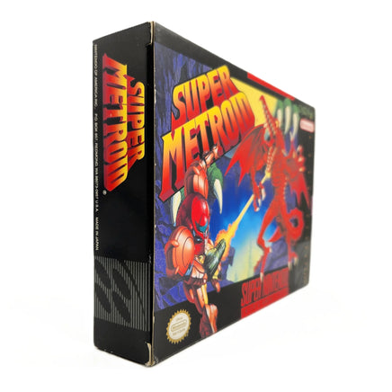 Super Metroid Super Nintendo SNES Very Good CIB - Authentic Retail Game Box Front View Angled Left