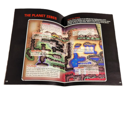 Super Metroid Super Nintendo SNES Very Good CIB - Authentic Retail Game Instruction Manual open showing staple binding