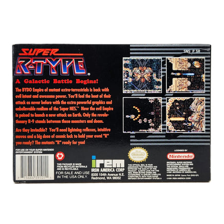Super R-Type Super Nintendo Very Good CIB - Complete In Box Back Cover
