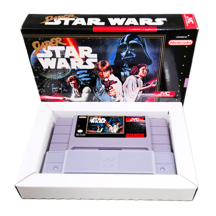Super Star Wars Super Nintendo Very Good CIB - Authentic Retail Game Packaging with Cartridge and Inner Cardboard Tray Shown