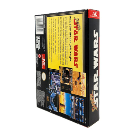 Super Star Wars Super Nintendo Very Good CIB - Top spine and rear view of authentic retail game box