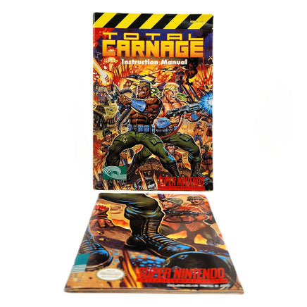 Total Carnage Super Nintendo Very Good CIB - Front view of instruction manual and poster