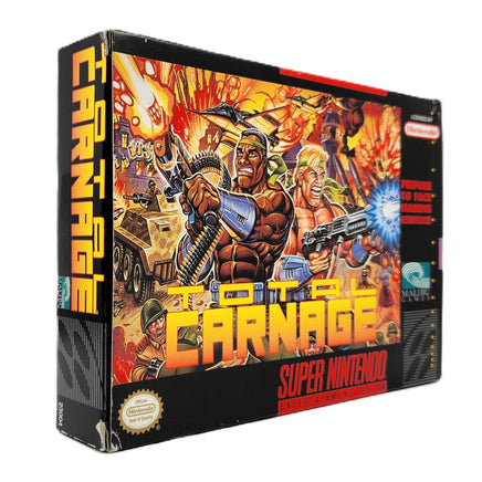 Total Carnage Super Nintendo Very Good CIB - Front angled view of authentic retail game box